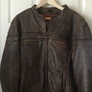 3x Distressed Brown Leather Riding Coat